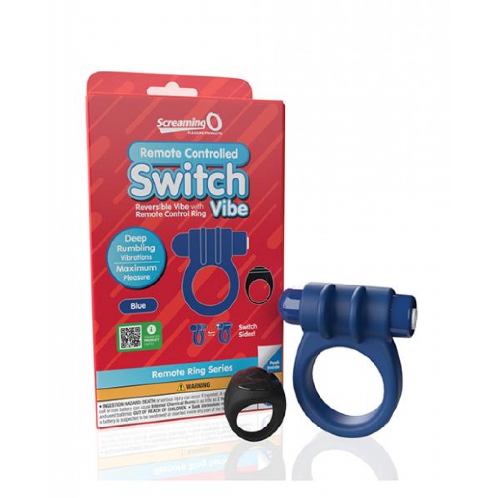 Screaming O Switch Remote Controlled Vibrating Ring - Blue - Couples Penis Rings