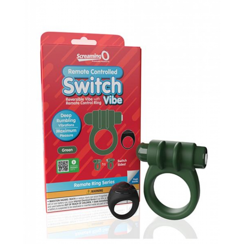 Screaming O Switch Remote Controlled Vibrating Ring - Green - Couples Penis Rings