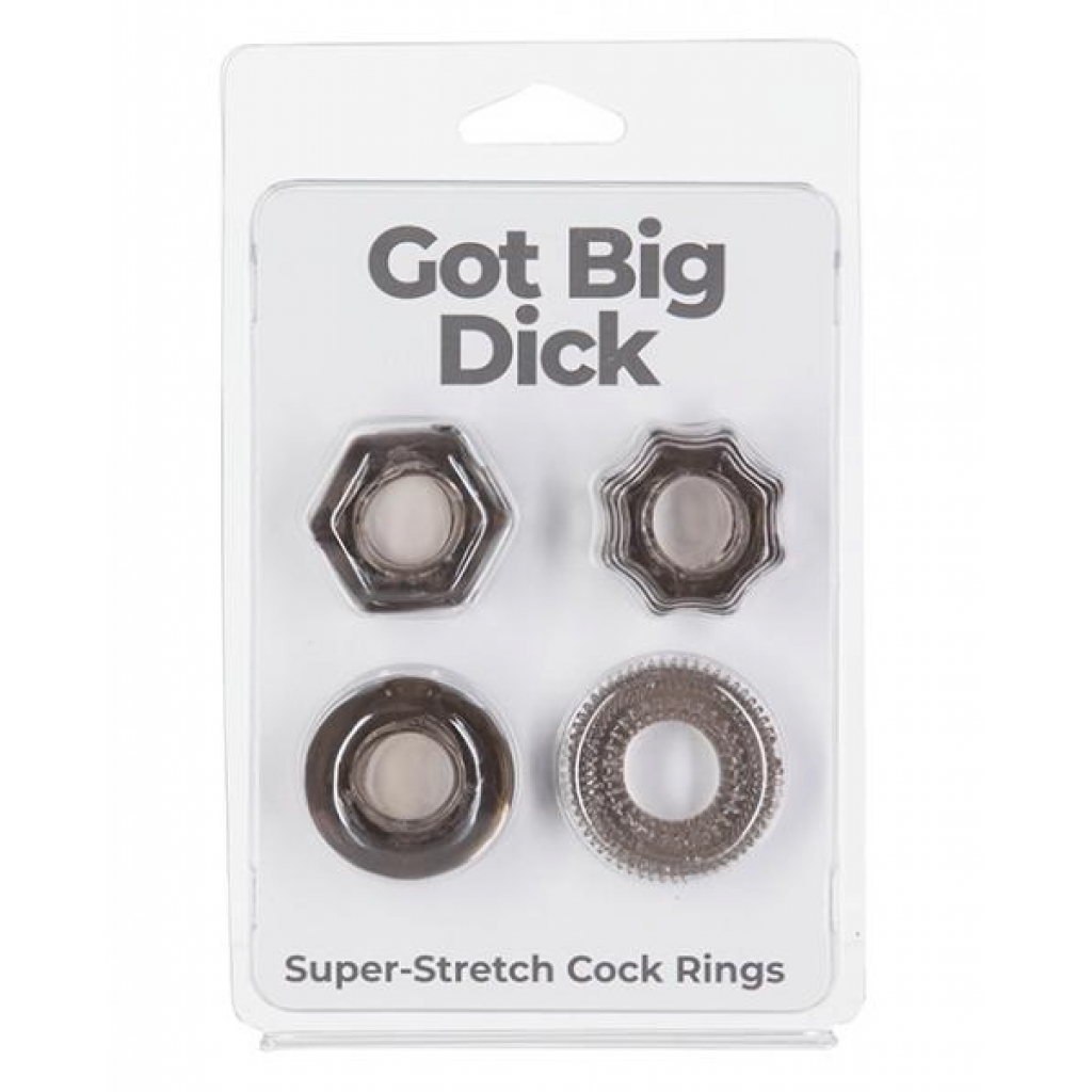 Got Big Dick 4 Pack Cock Rings - Black - Cock Ring Trios