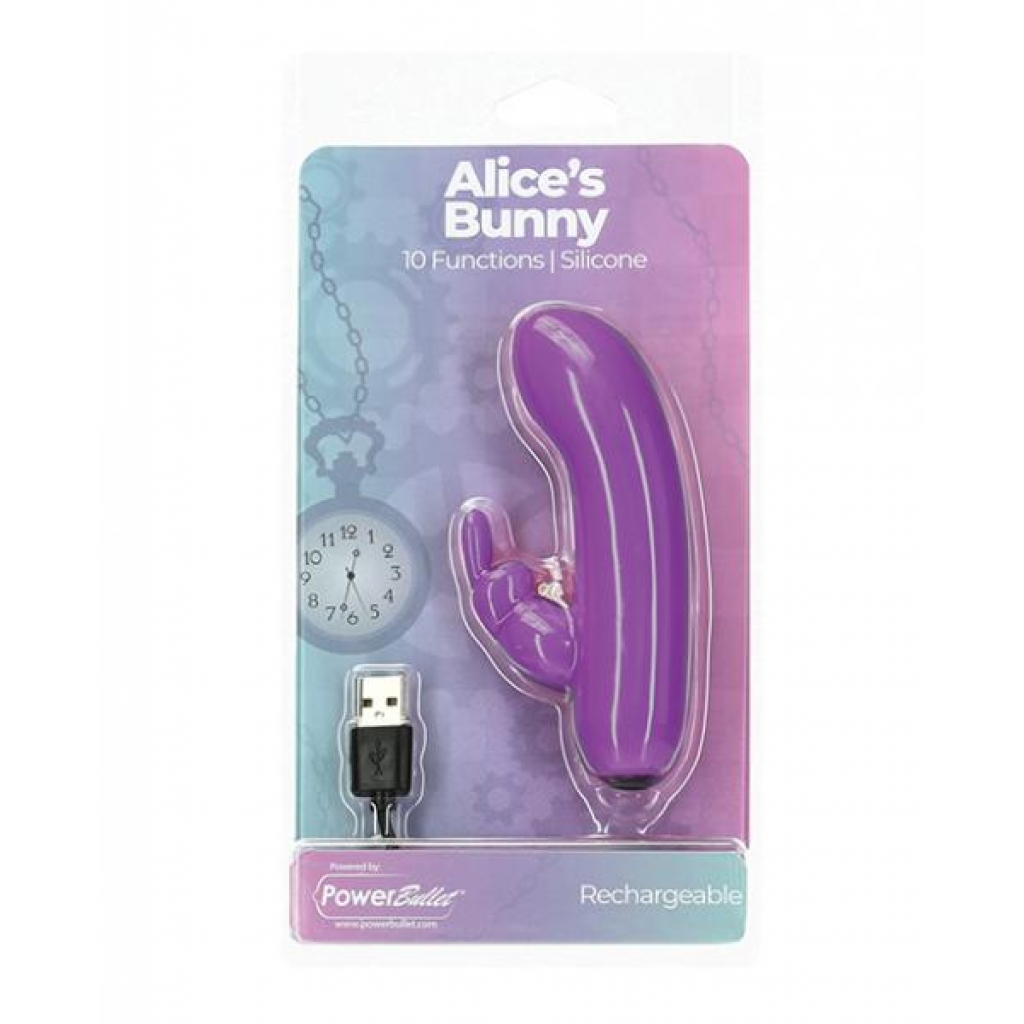 Alice's Bunny Rechargeable Bullet W/rabbit Sleeve - 10 Functions Purple - Rabbit Vibrators