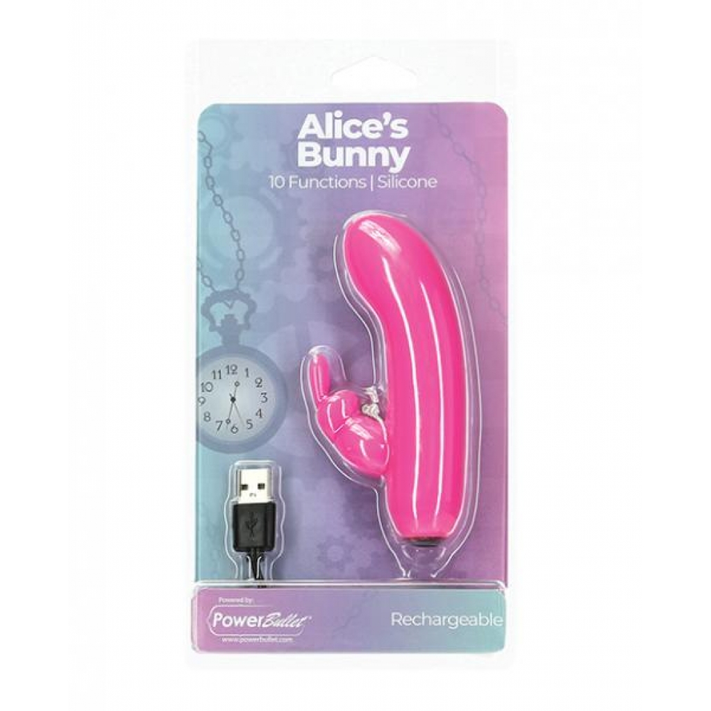 Alice's Bunny Rechargeable Bullet W/rabbit Sleeve - 10 Functions Pink - Rabbit Vibrators