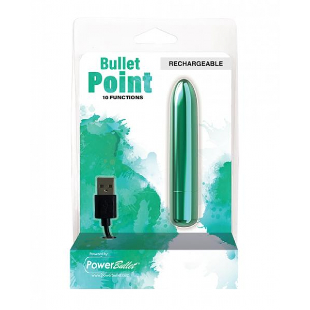 Bullet Point Rechargeable Bullet - 10 Functions Teal - Bullet Vibrators