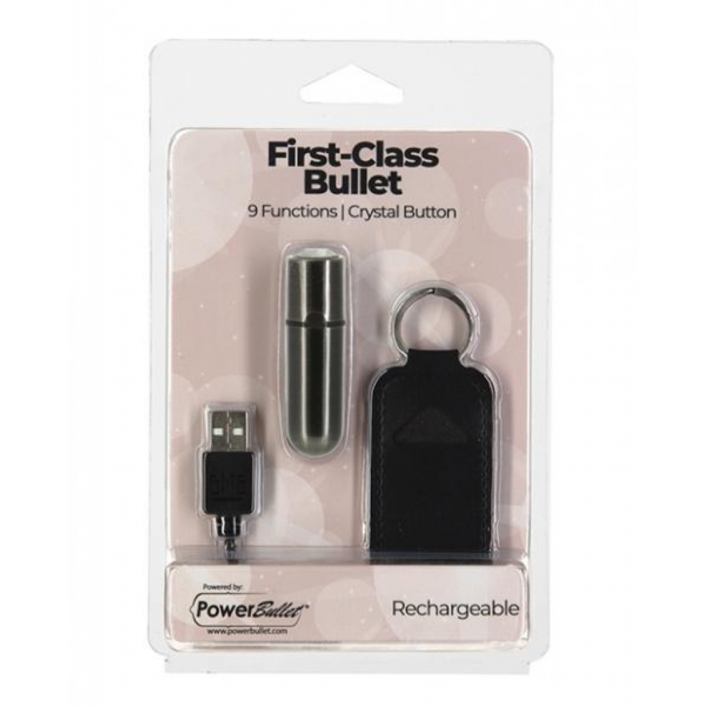 First Class Mini Rechargeable Bullet W/crystal - 9 Functions Gun Metal - Bullet Vibrators