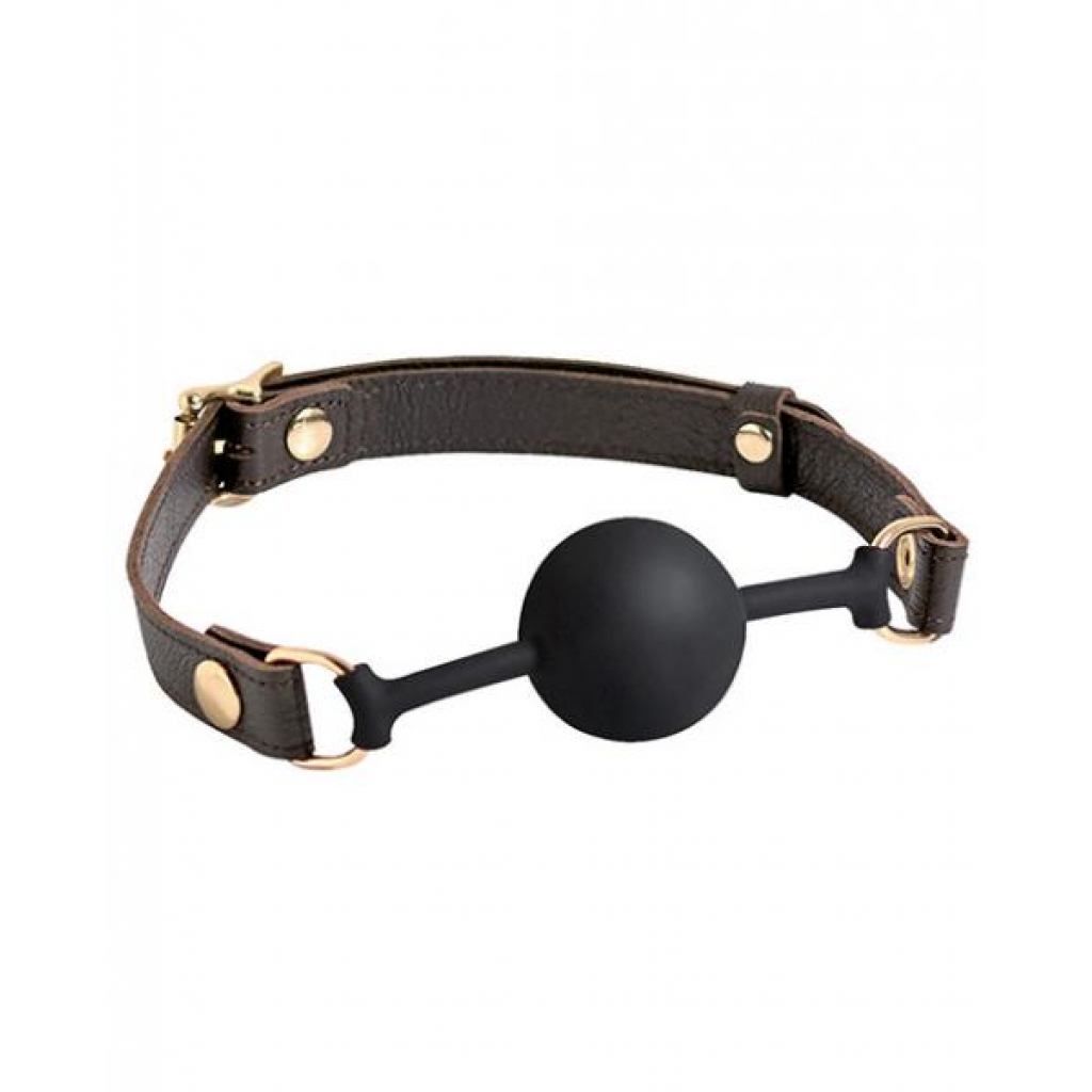 Spartacus Silicone Ball Gag - Brown Leather Strap 43mm Ball - Ball Gags