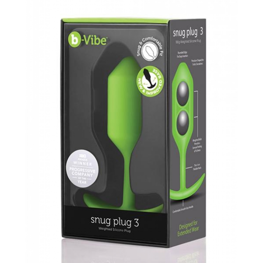 B-vibe Weighted Snug Plug 3 - 180 G Lime - Anal Plugs