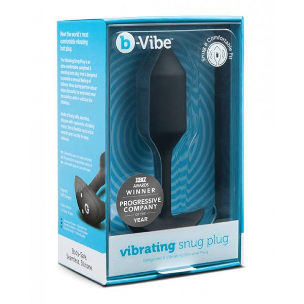 B-Vibe Vibrating Weighted Snug Plug - M - 112g - Black