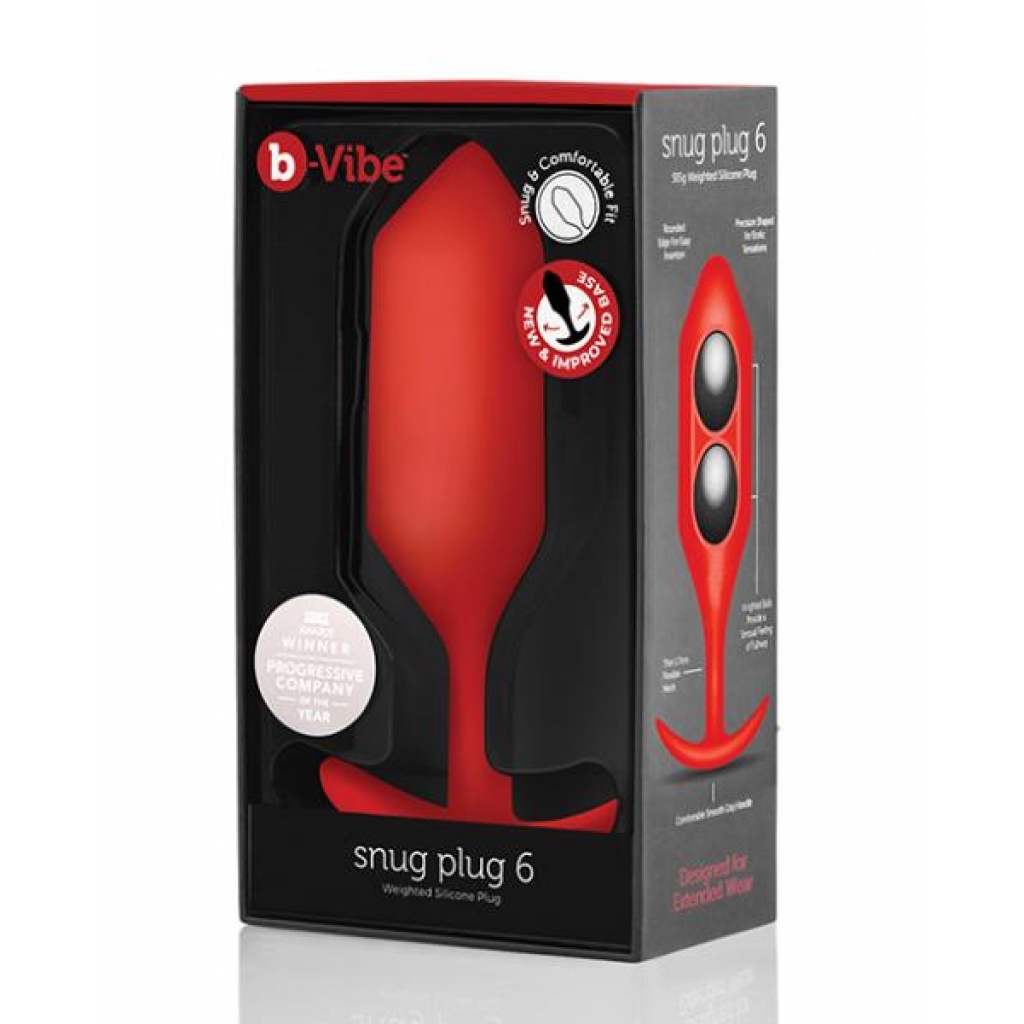 B-vibe Weighted Snug Plug 6 - 515 G Red - Anal Plugs