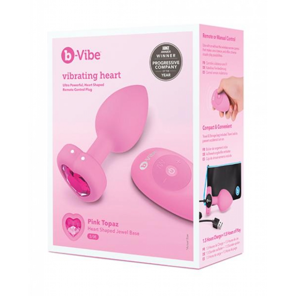 B-vibe Vibrating Heart Plug S/m - Pink - Anal Plugs