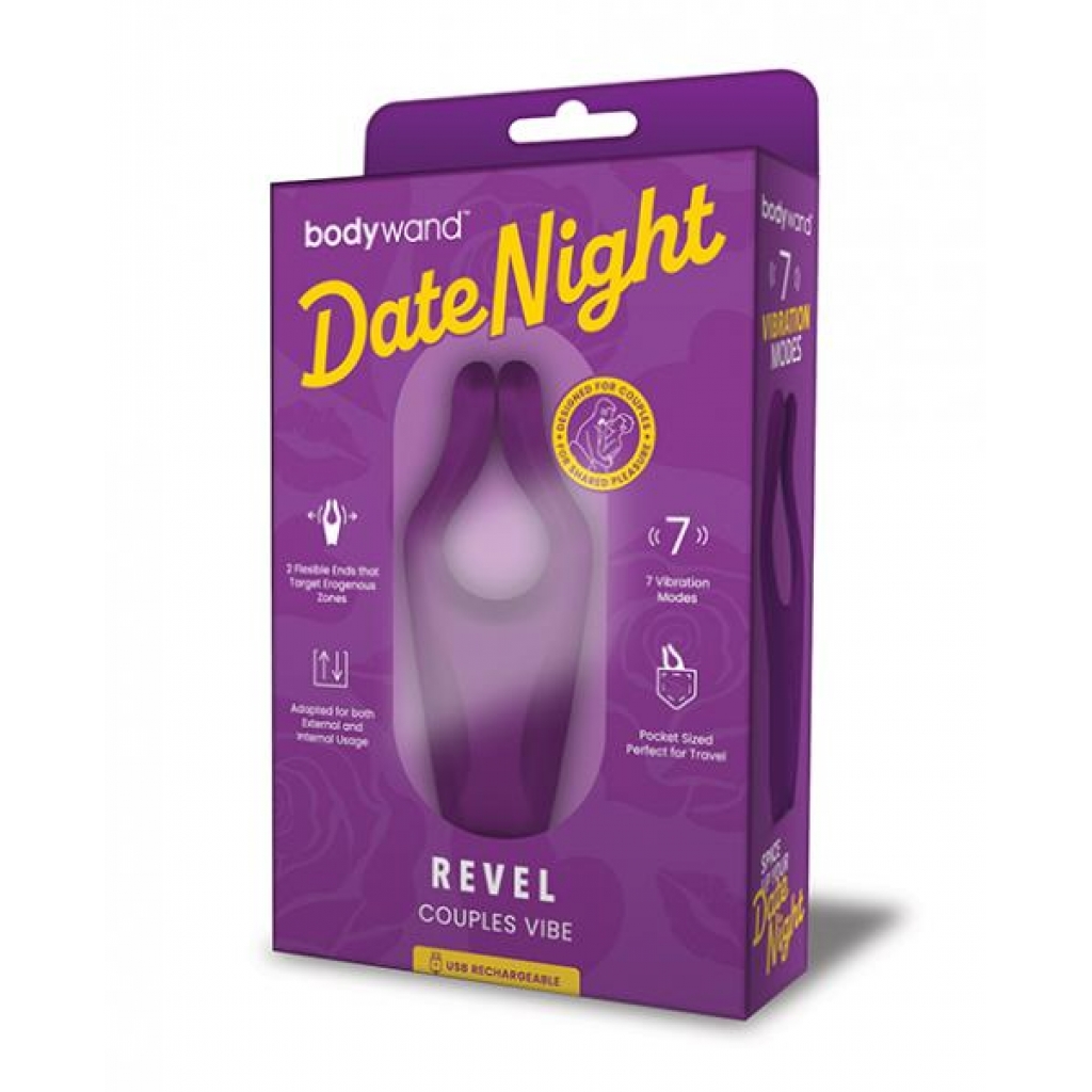 Xgen Bodywand Date Night Revel Couples Vibe - Purple - Couples Penis Rings