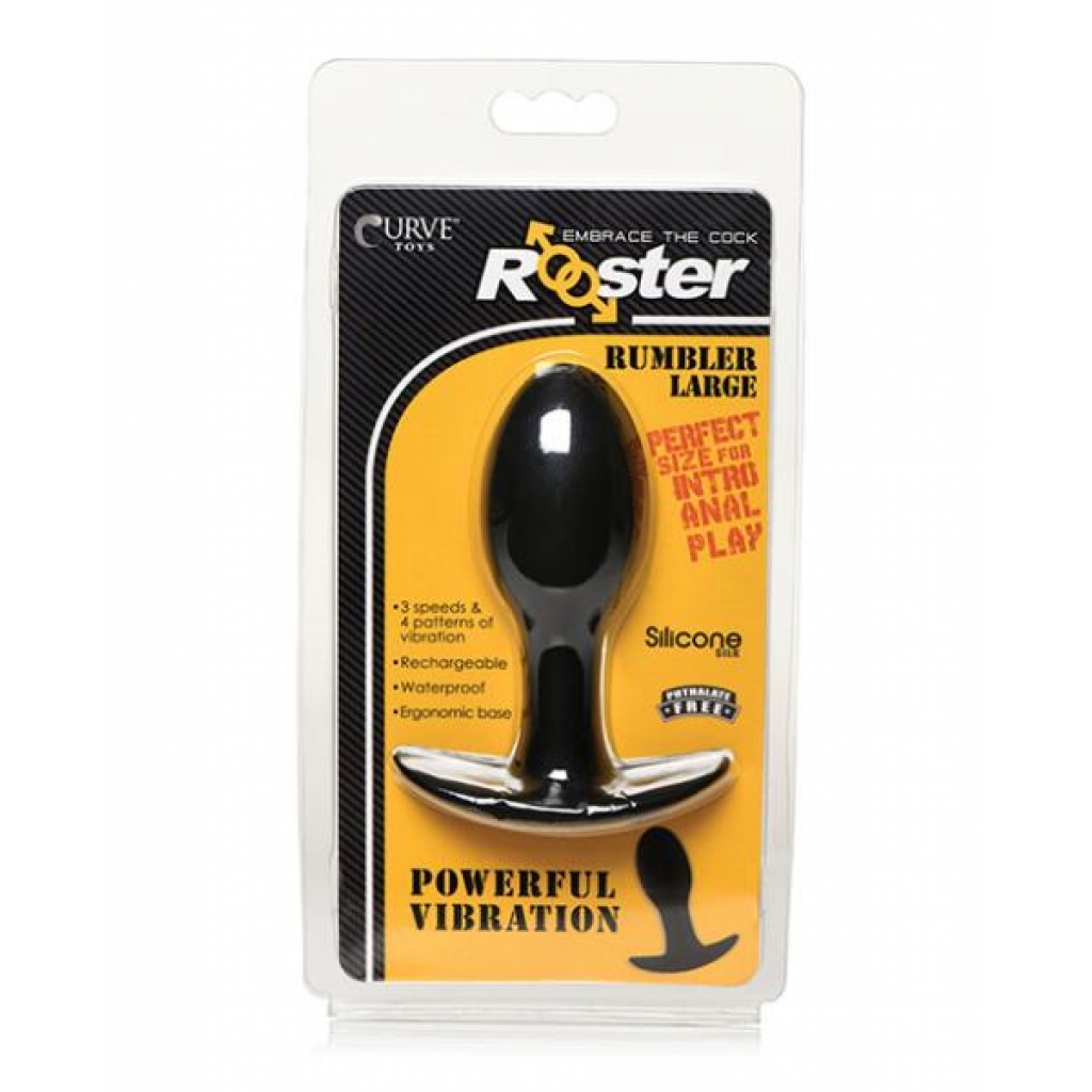 Curve Toys Rooster Rumbler Vibrating Silicone Anal Plug - Black