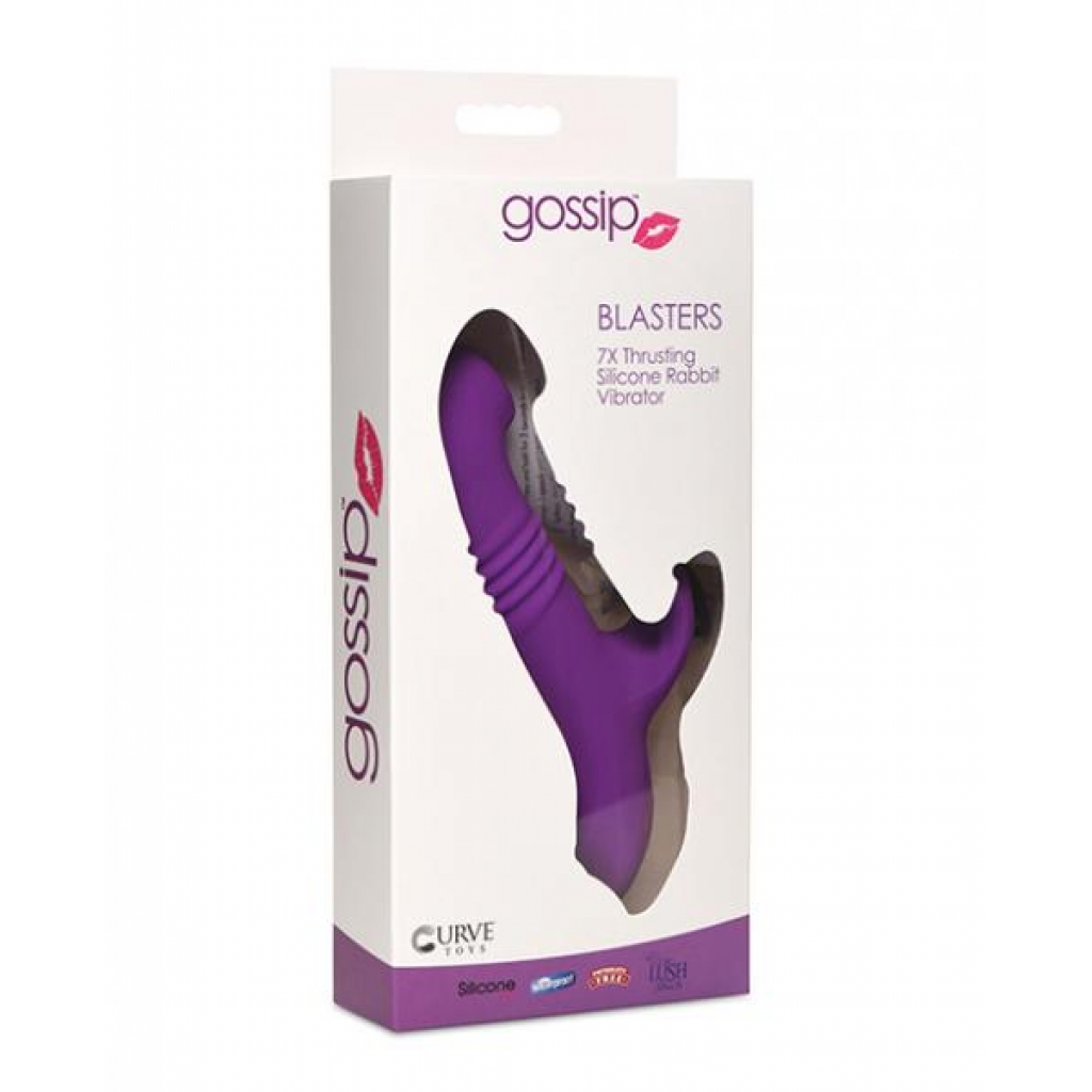 Curve Toys Gossip Blasters 7x Thrusting Silicone Rabbit Vibrator - Violet - Rabbit Vibrators