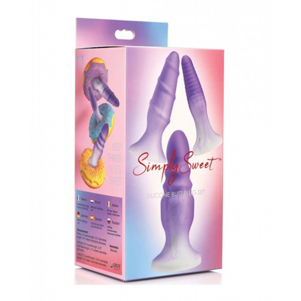 Curve Toys Simply Sweet Silicone Butt Plug Set - Purple - Anal Plugs