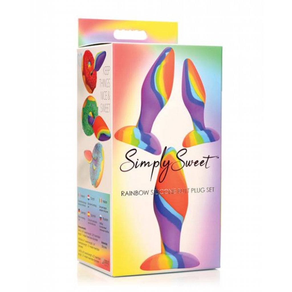 Curve Toys Simply Sweet Rainbow Silicone Butt Plug Set - Anal Trainer Kits