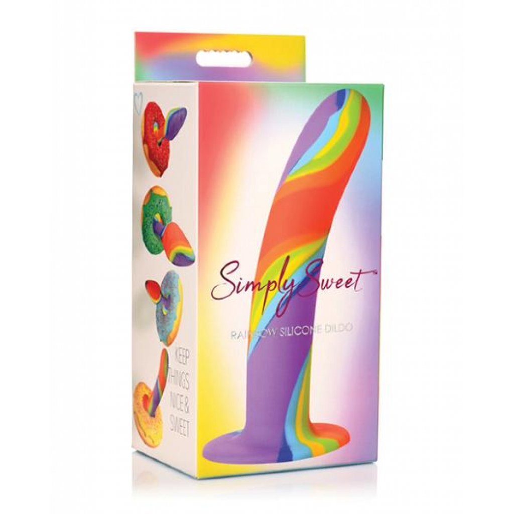 Curve Toys Simply Sweet Rainbow Silicone Dildo - Realistic Dildos & Dongs