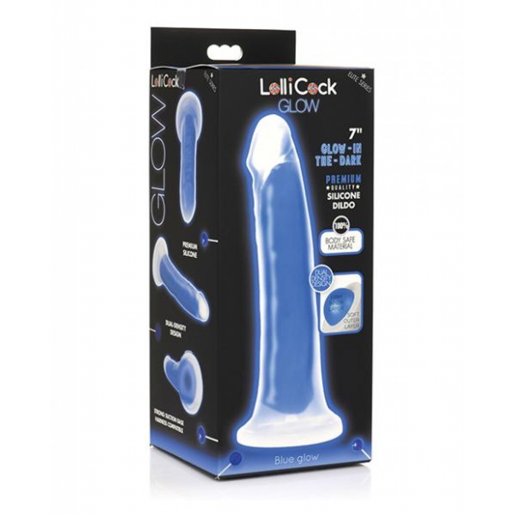 Glow In The Dark Silicone Dildo - Blue