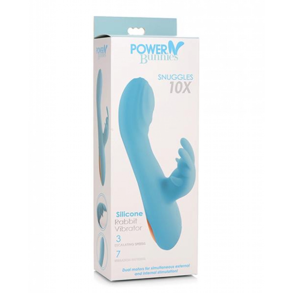 Curve Novelties Power Bunnies Snuggles 10x Silicone Rabbit Vibrator - Blue - Rabbit Vibrators