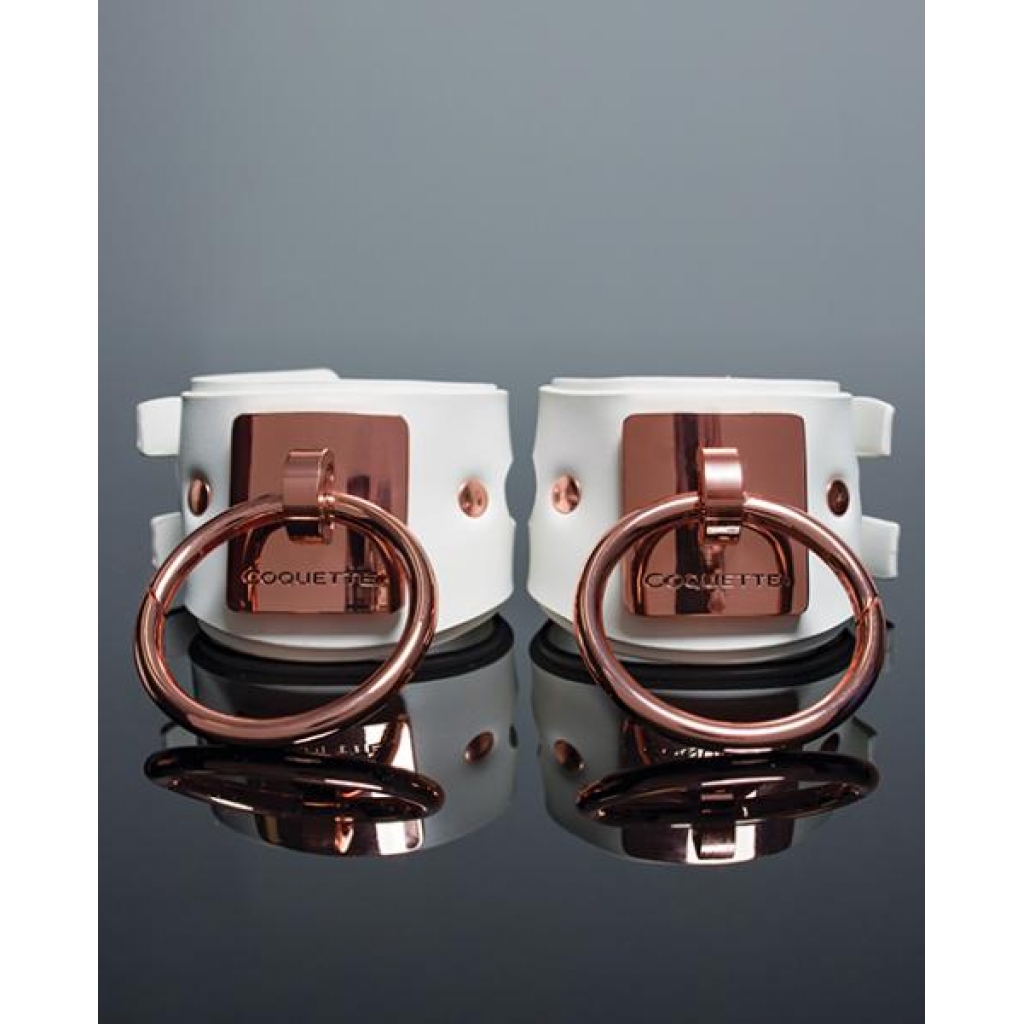 Pleasure Collection Adjustable Handcuffs - White/rose Gold - Handcuffs