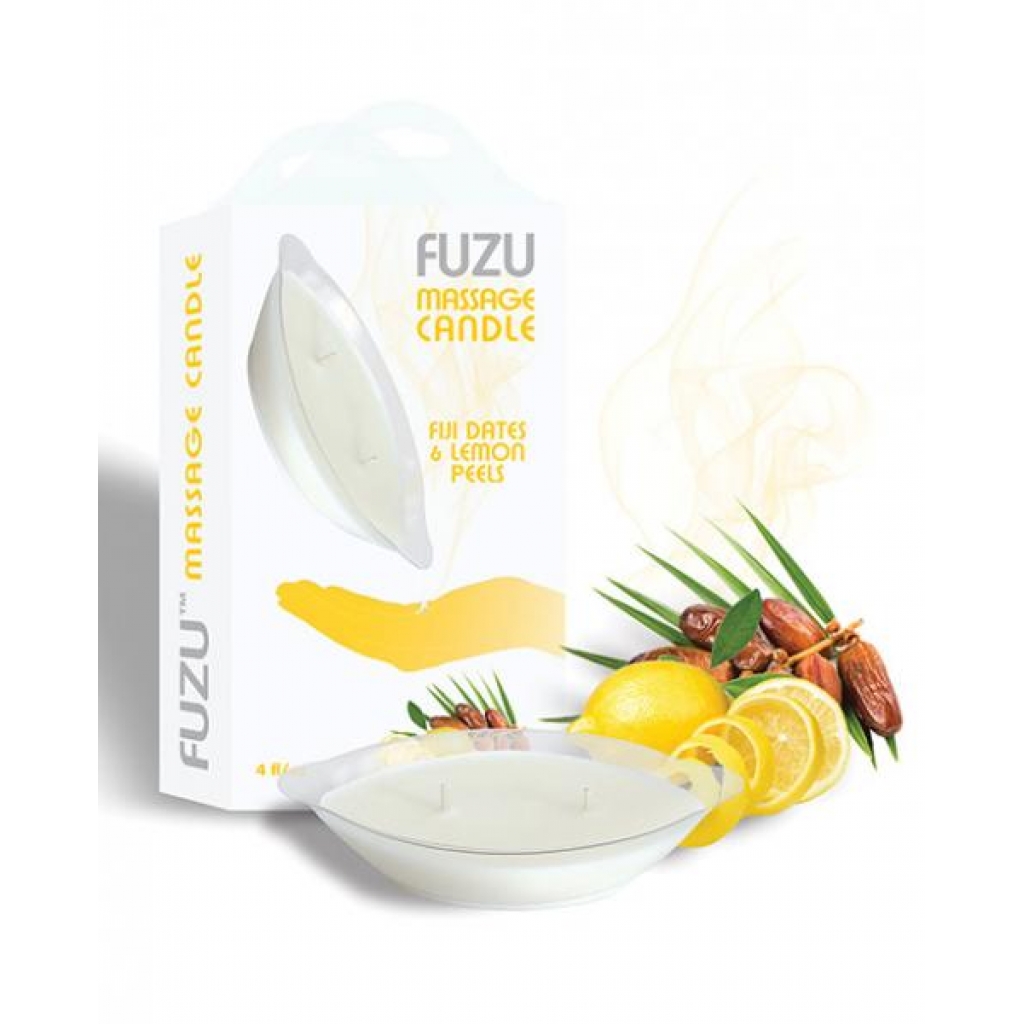 Fuzu Massage Candle - 4 Oz Fiji Dates & Lemon Peel - Massage Candles