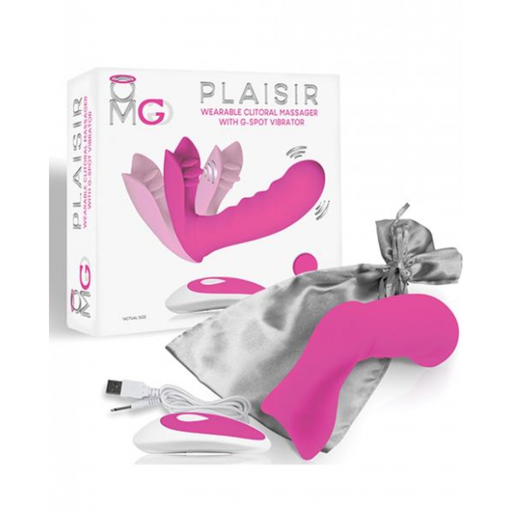 Omg Plaisir Wearable Clitoral Massager W/g-spot Vibrator - Pink - Hands Free Vibrators