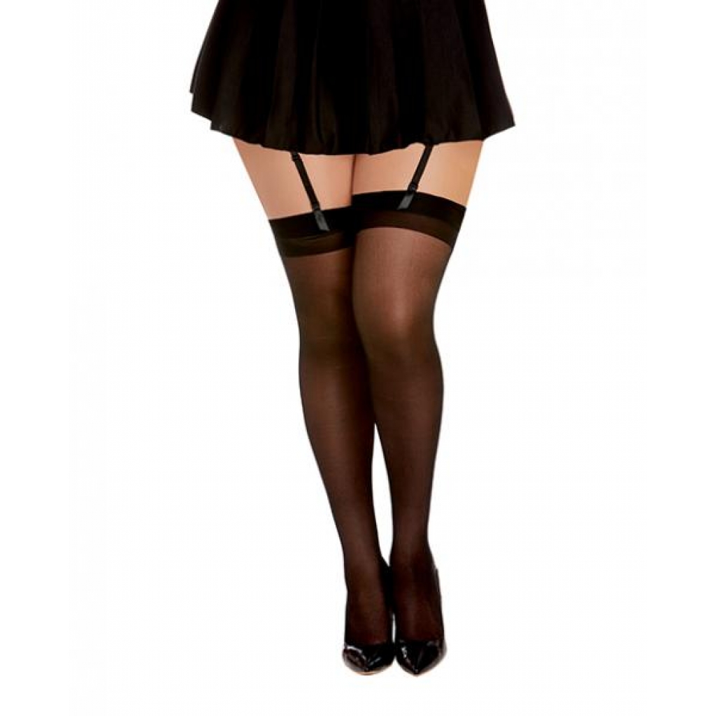 Thigh High Back Seam - Black Qn - Bodystockings, Pantyhose & Garters