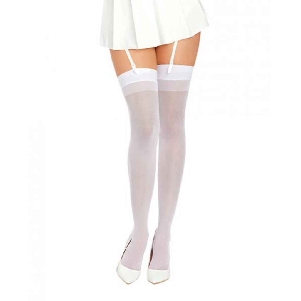 Thigh High Back Seam - White O/s - Bodystockings, Pantyhose & Garters