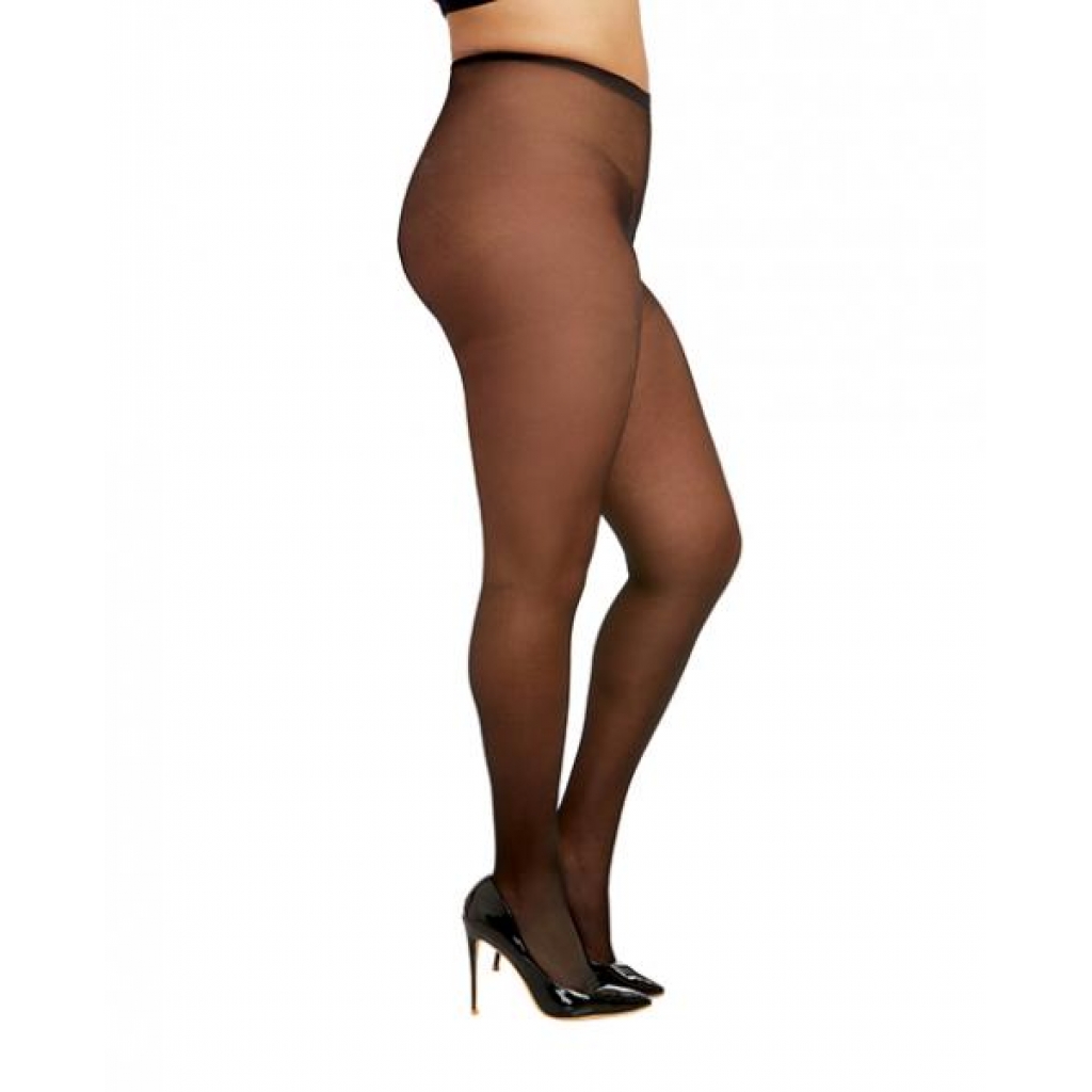 Sheer Crotchless Pantyhose - Black Qn - Bodystockings, Pantyhose & Garters