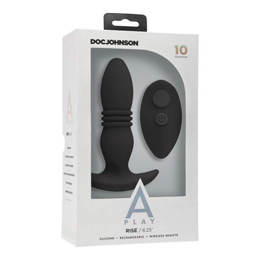 Premium Rechargeable Silicone Anal Plug with Remote - Black