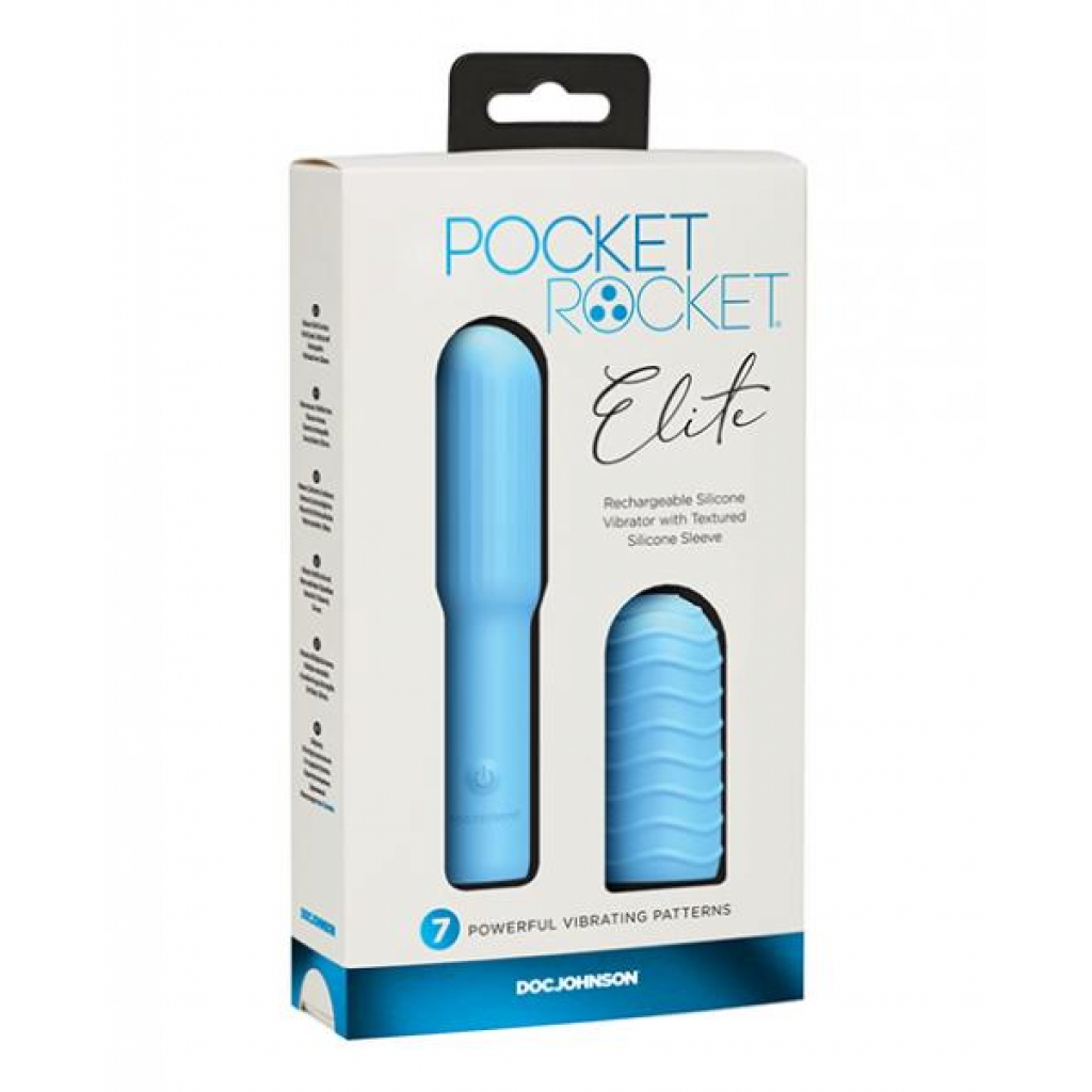 Pocket Rocket Elite Rechargeable W/removable Sleeve - Sky Blue - Pocket Rockets