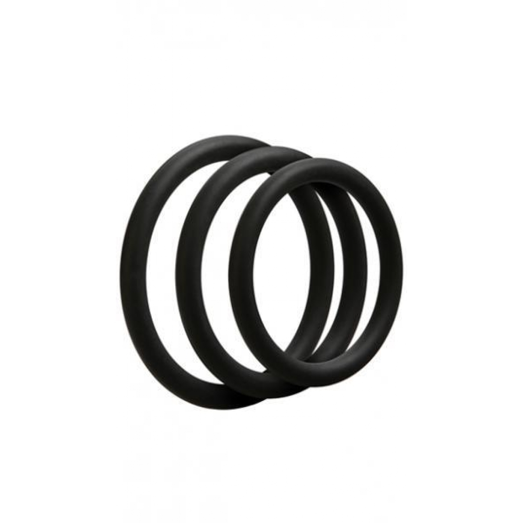 Optimale 3 Silicone C-Ring Set Thin Black - Cock Ring Trios