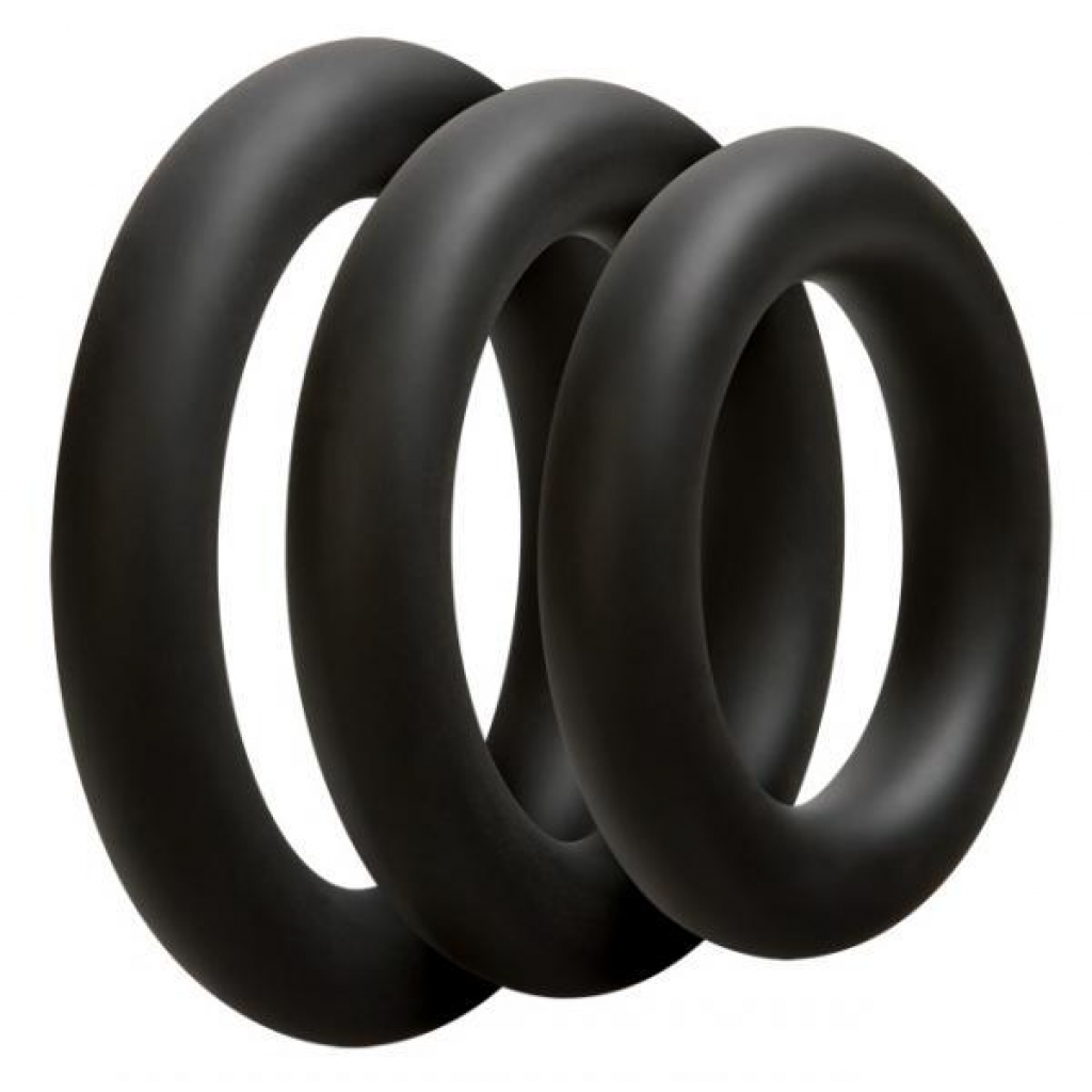 Optimale 3 Silicone C-Ring Set Thick - Black - Cock Ring Trios