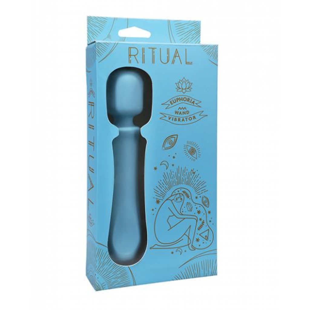 Ritual Euphoria Rechargeable Silicone Wand Vibe - Blue - Body Massagers