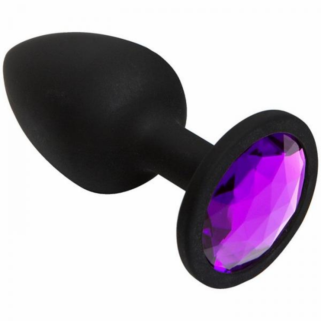 Booty Bling Small Black Plug Pink Stone - Anal Plugs