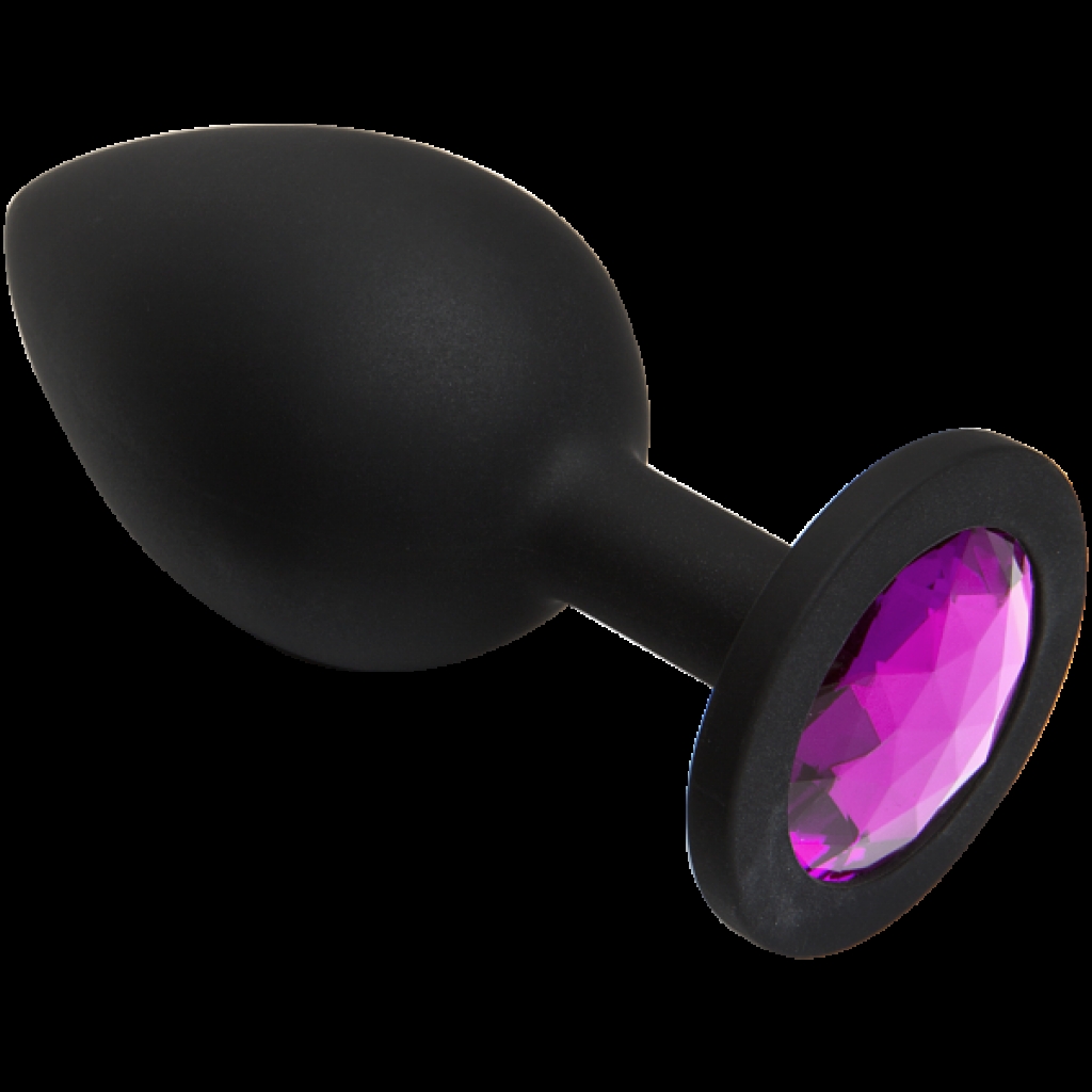 Booty Bling Large Butt Plug - Black Pink Stone