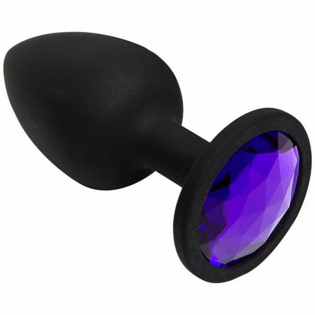 Booty Bling Small Black Plug with Purple Stone