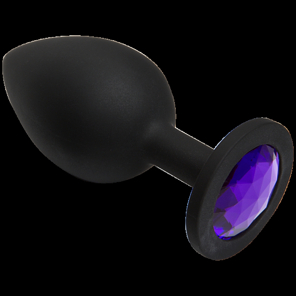 Booty Bling Large Black Plug Purple Stone - Anal Plugs