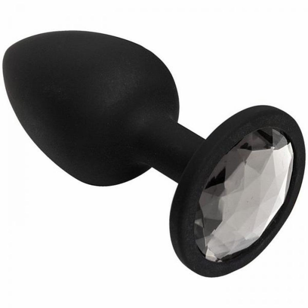 Booty Bling Small Black Plug Silver Stone - Anal Plugs