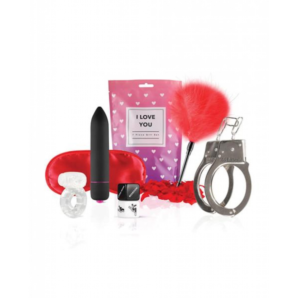 Loveboxxx I Love You 7 Pc Gift Set - Red - BDSM Kits