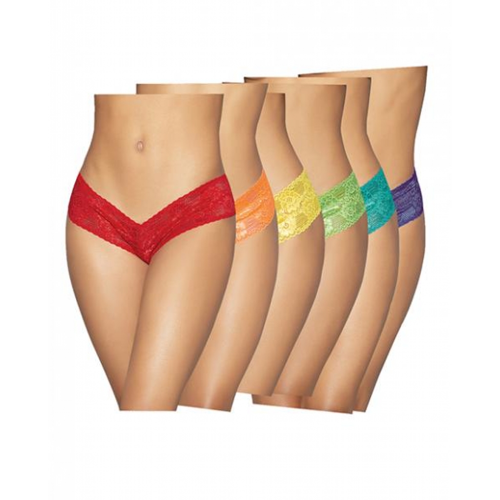 6 Pc Low Rise Neon Pride Panty Pack Asst. Colors O/s - Babydolls & Slips