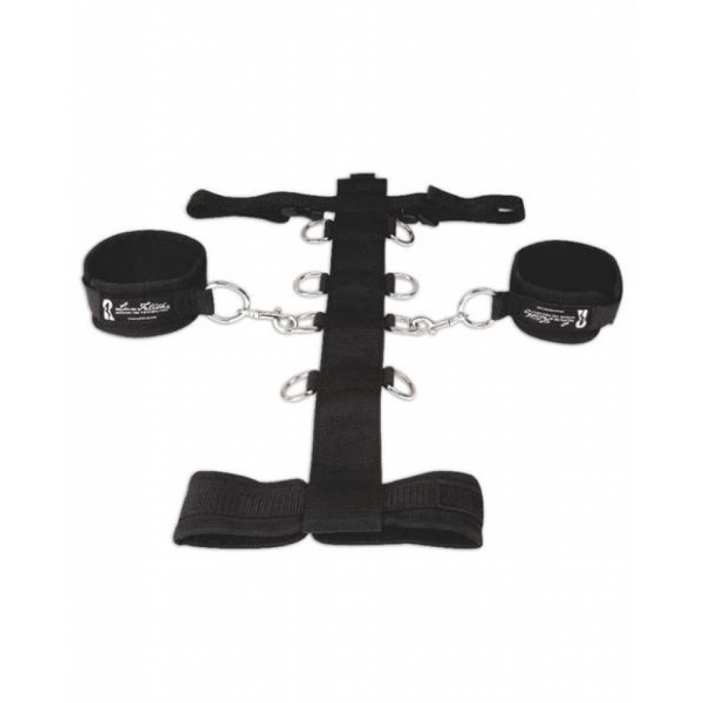 Lux Fetish 3 Piece Adjustable Neck & Wristraint Set Black - BDSM Kits