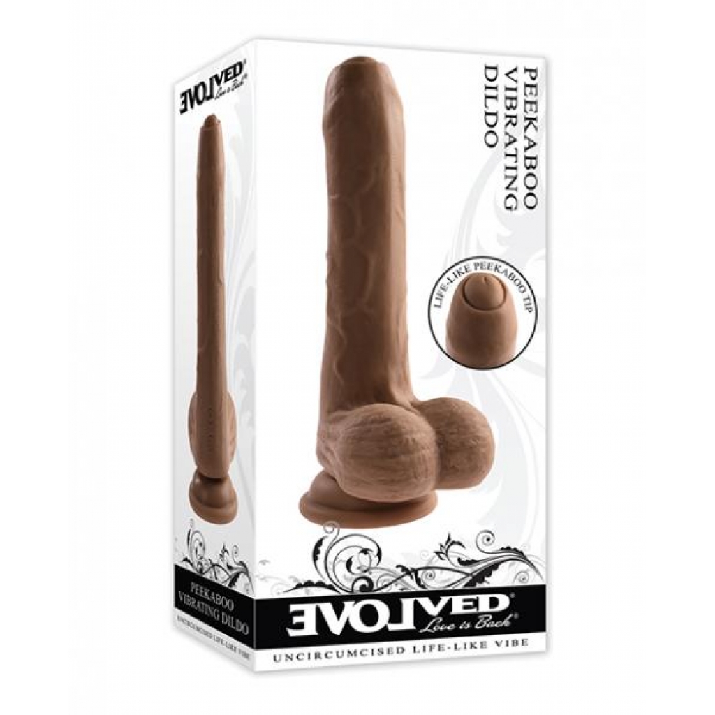 Evolved Peek A Boo Vibrating Dildo - Dark - Realistic