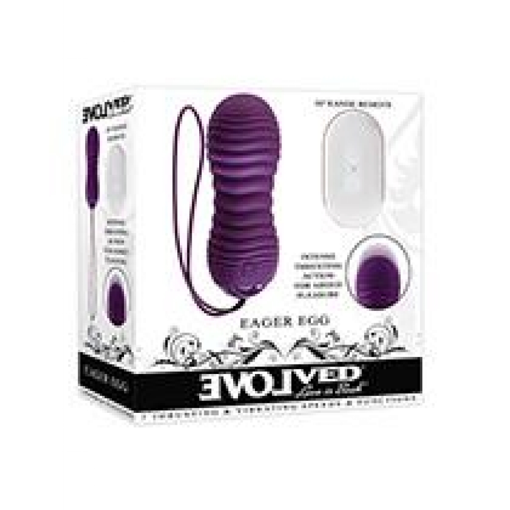 Evolved Eager Egg Vibrating & Thrusting Egg W/remote - Purple - Palm Size Massagers