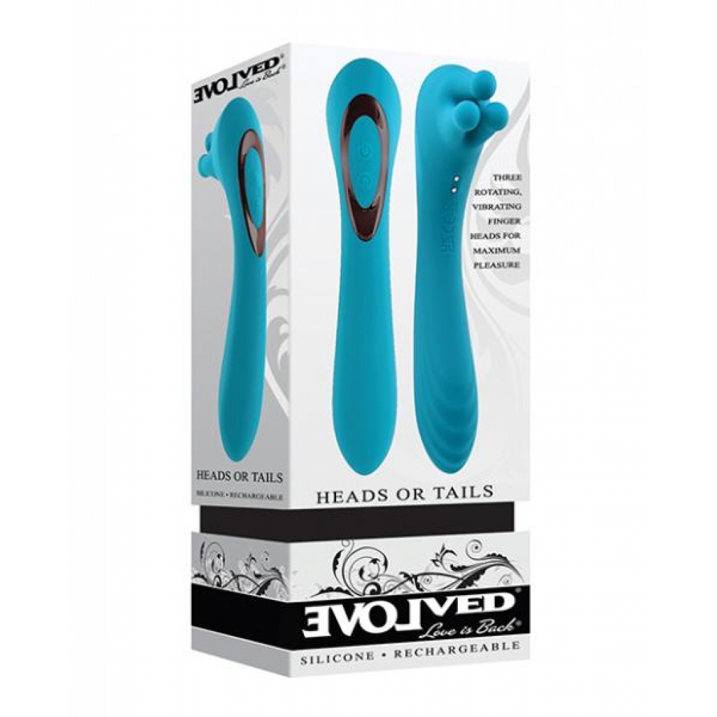 Evolved Heads Or Tails Rechargeable Vibrator - Teal - Clit Cuddlers