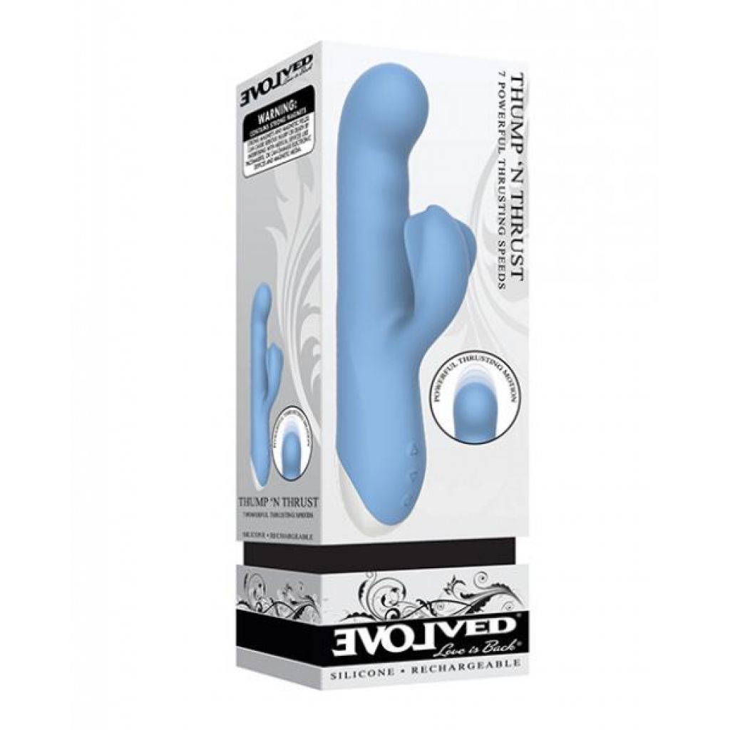 Evolved Thump N Thrust Rechargeable Dual Stim - Blue - Rabbit Vibrators