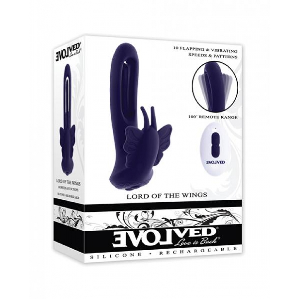 Evolved Lord Of The Wings Flapping & Vibrating Stimulator - Purple - Couples Penis Rings