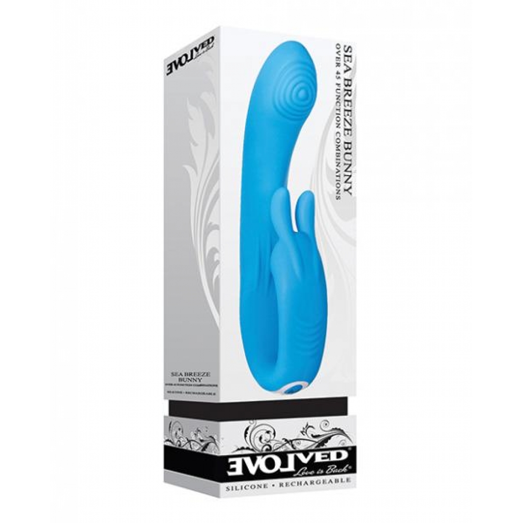 Evolved Sea Breeze Bunny Rechargeable Dual Stim - Blue - G-Spot Vibrators Clit Stimulators