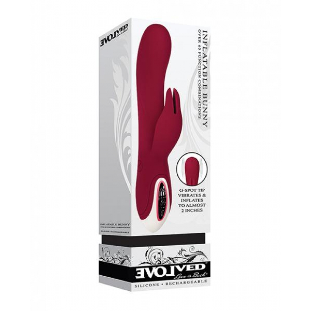 Evolved Inflatable Bunny Dual Stim Rechargeable - Burgundy - Rabbit Vibrators