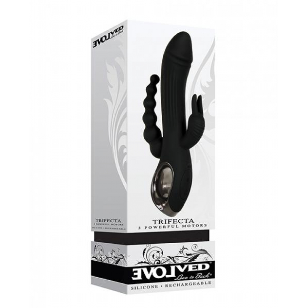 Evolved Trifecta Triple Stim Rechargeable - Black - Rabbit Vibrators