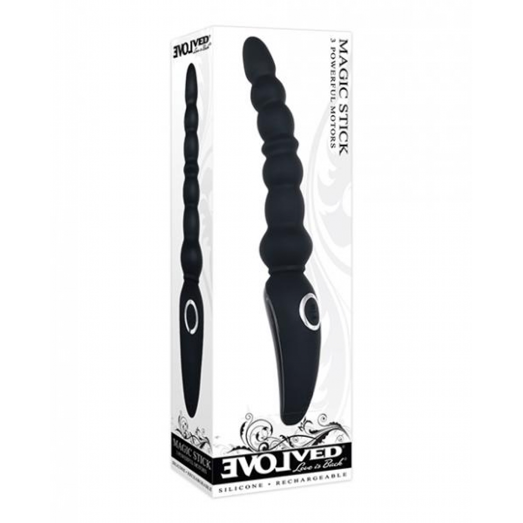 Evolved Magic Stick Beaded Vibrator - Black - Anal Beads