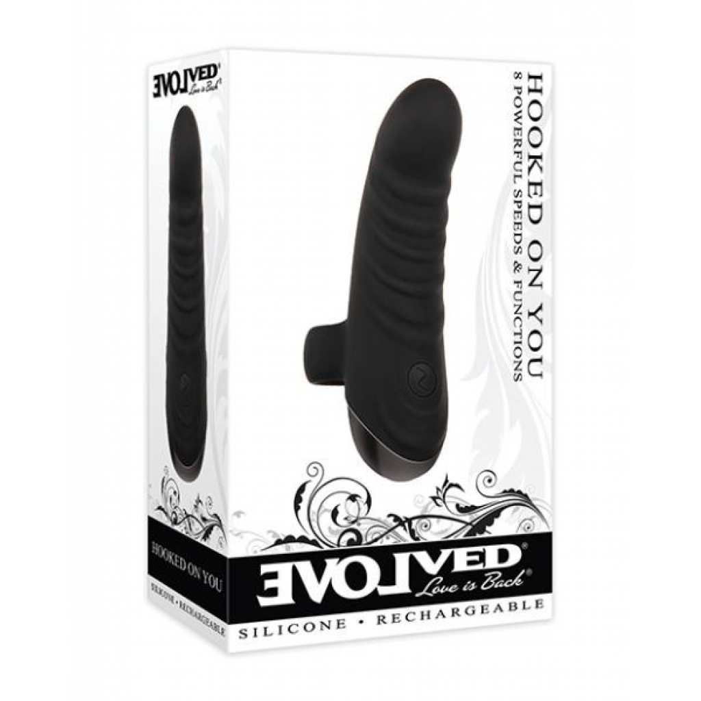 Evolved Hooked On You Curved Finger Vibrator - Black - Finger Vibrators