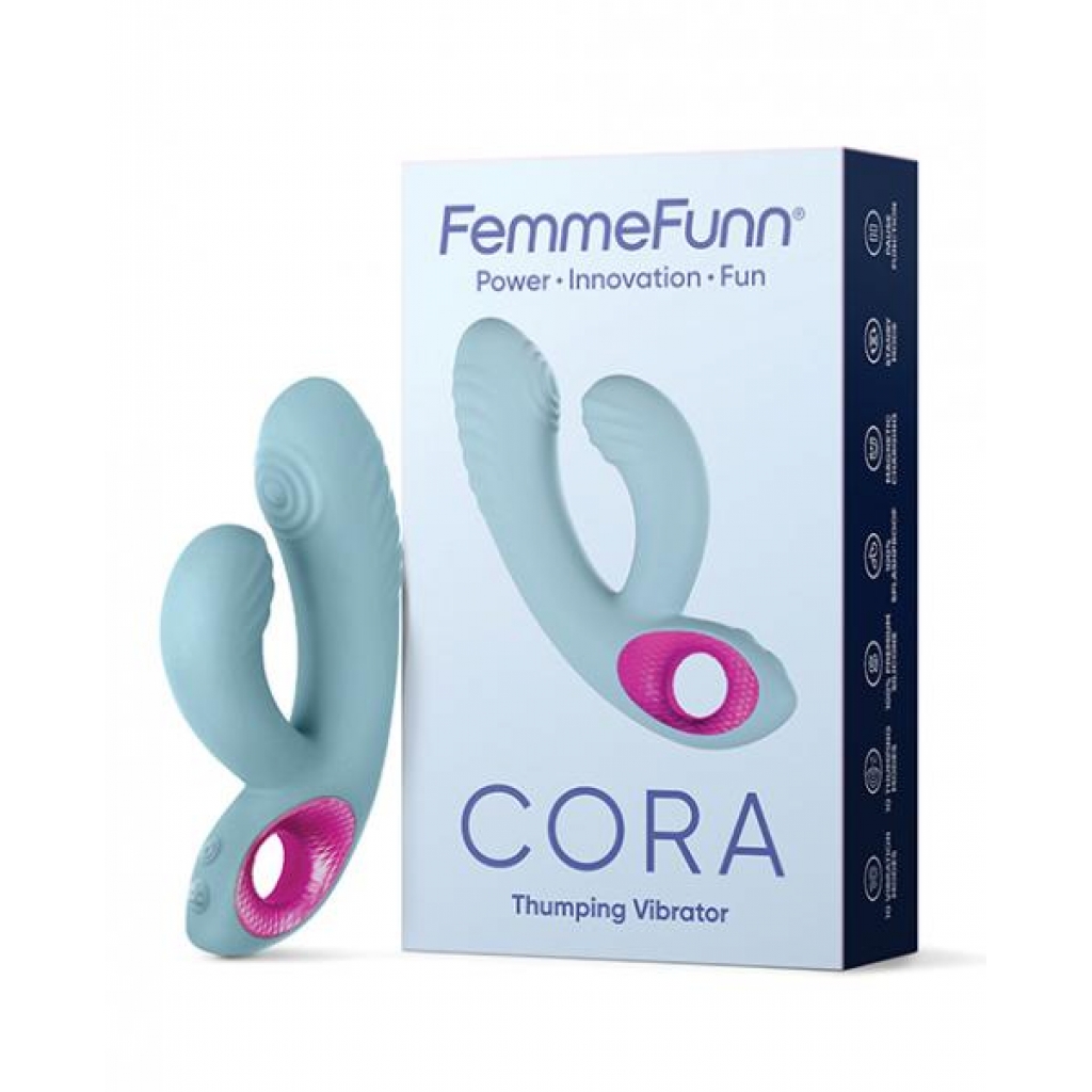 Femme Funn Cora Thumping Rabbit - Light Blue - Rabbit Vibrators